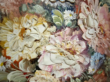 Vintage Large French Floral Oil Painting, Still Life Artwork, Signed Wall Art