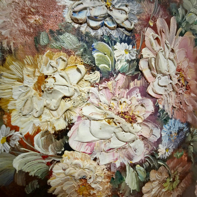 Vintage Large French Floral Oil Painting, Still Life Artwork, Signed Wall Art