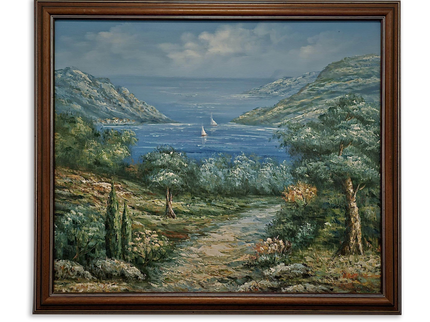 Vintage French Seascape Oil Painting, Coastal Nautical Art, Signed Framed Canvas