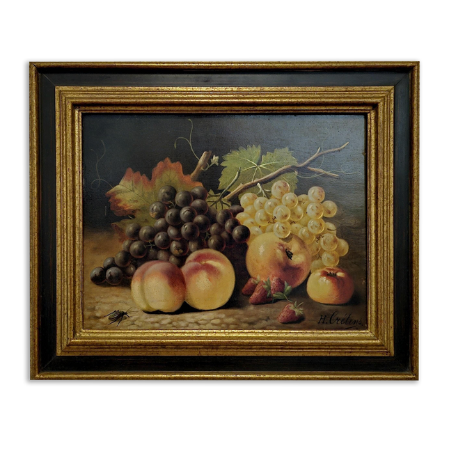 Antique French Still Life Oil Painting Signed Classic Fruit Composition Elegant European Wall Art Vintage Home Decor Framed Collectible Gift