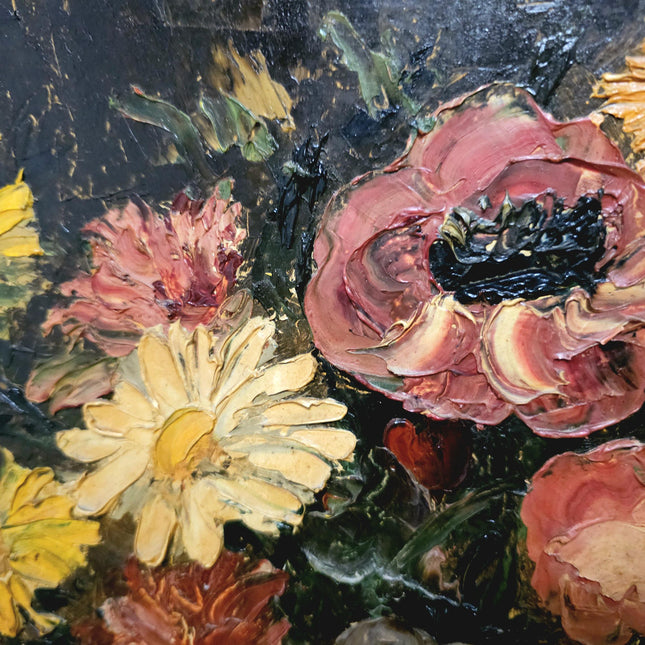 Antique Swiss Still Life Oil Painting, Floral Signed Artwork Elegant Wall Art for Home Decor Timeless Collectible Perfect Vintage Gift Idea