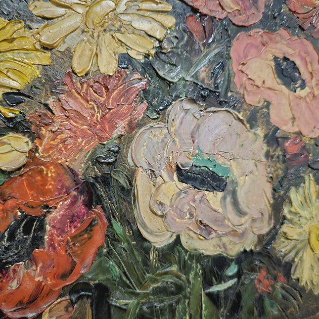 Antique Swiss Still Life Oil Painting, Floral Signed Artwork Elegant Wall Art for Home Decor Timeless Collectible Perfect Vintage Gift Idea