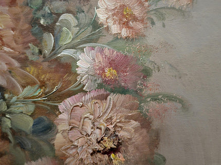 Vintage Large French Floral Oil Painting, Still Life Artwork, Signed Wall Art