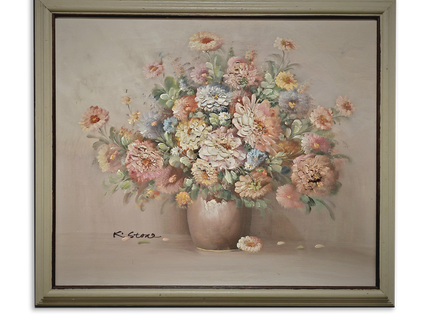 Vintage Large French Floral Oil Painting, Still Life Artwork, Signed Wall Art