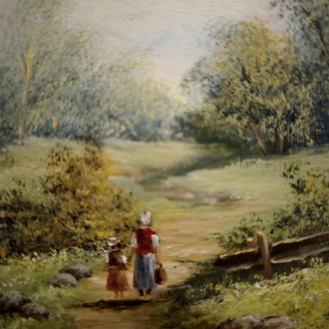 Vintage Dutch Landscape Oil Painting, Watermill Scene, Framed Wall Decor