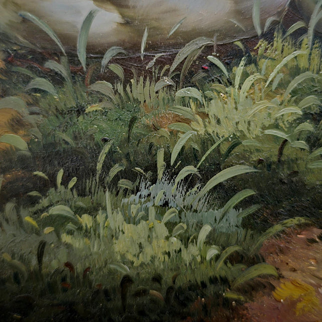 Vintage Dutch Oil Painting, Mid-Century Pastoral Ducks Scene, Framed Nature Artwork, European Original Rustic Wall Art for Home Decor