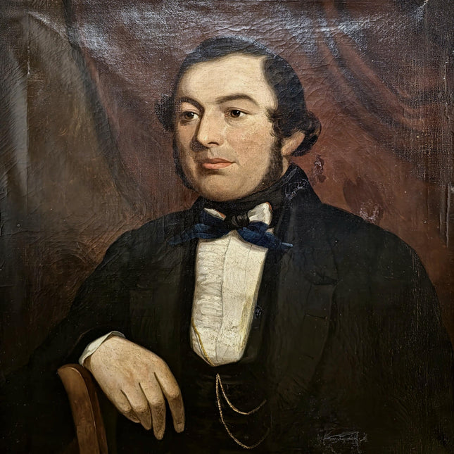 Antique Large British Oil Portrait 19th Century Aristocratic Gentleman Signed Vintage Gold Framed Artwork Collectible Classic Wall Art Decor