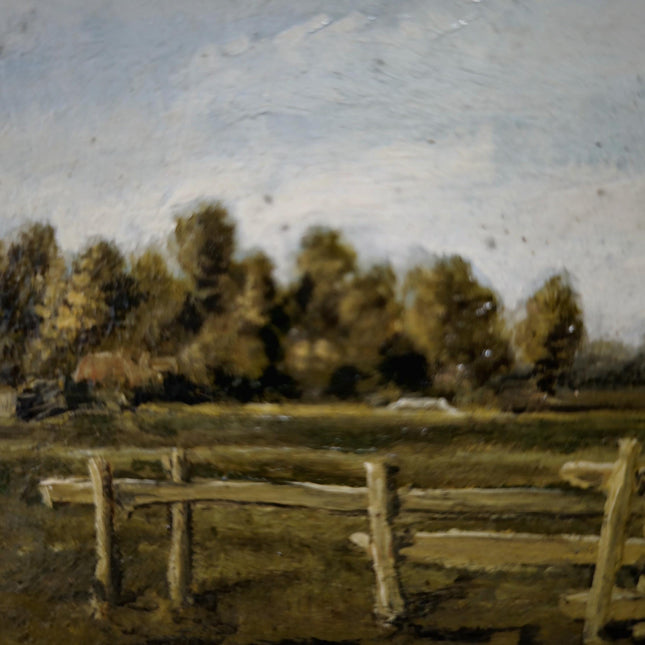 Antique Dutch Oil Painting, Original Dark Moody Windmill Landscape, Signed Artwork Vintage European Rustic Art Collectible Framed Wall Decor