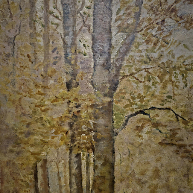 Antique Large French Oil Painting Gold Frame Woodland Autumn Landscape with Cows Vintage Signed Artwork Wall Art for Home Decor Unique Gift