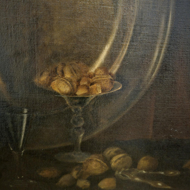 Antique Dutch Dark Moody Still Life Oil Painting, 19th Century Vintage Signed Fine Art, Collectible Gold Framed Artwork, Classic Wall Decor