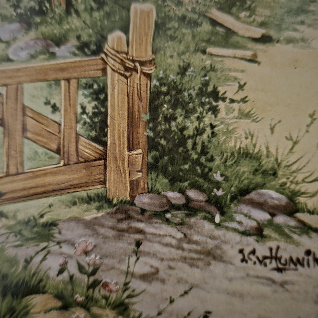 Vintage Dutch Tile Panel Blacksmith Scene, Framed Ceramic Art, European Pottery Decor
