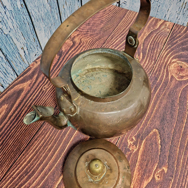 Antique Dutch Tea Stove with Copper Apple Kettle, 19th Century Collectible Kitchen Decor, Vintage Fireplace Accessory, Rustic Display Piece