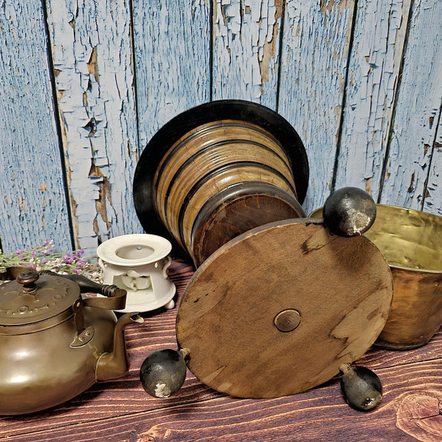 Antique Dutch Copper Tea Kettle Warmer, Walnut Pedestal, 19th Century Decor