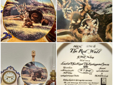 Vintage Wildlife Porcelain Plate, 22K Gold Rim, Collectible Animal Art