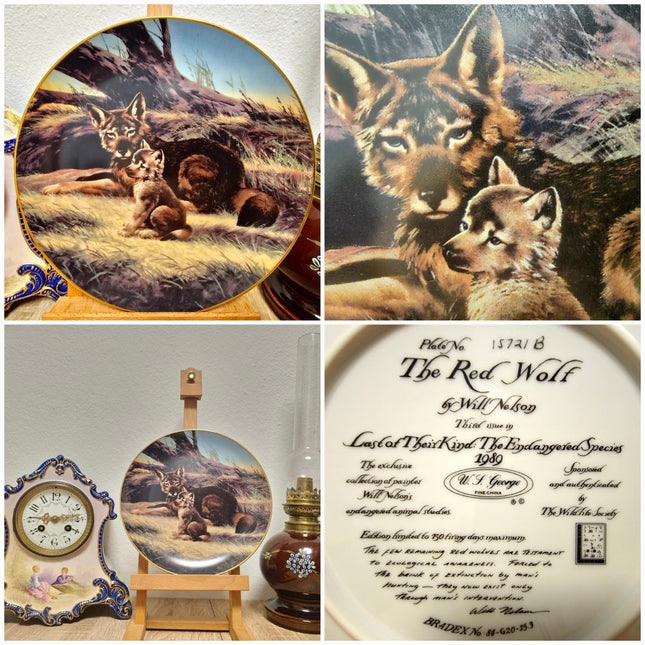 Vintage Wildlife Porcelain Plate, 22K Gold Rim, Collectible Animal Art
