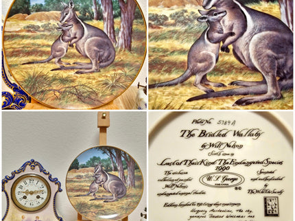 Vintage Wildlife Porcelain Plate, 22K Gold Rim, Collectible Animal Art