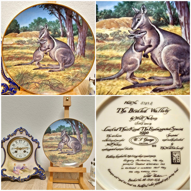 Vintage Wildlife Porcelain Plate, 22K Gold Rim, Collectible Animal Art