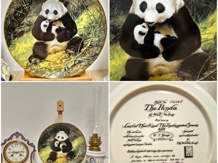 Vintage Wildlife Porcelain Plate, 22K Gold Rim, Collectible Animal Art