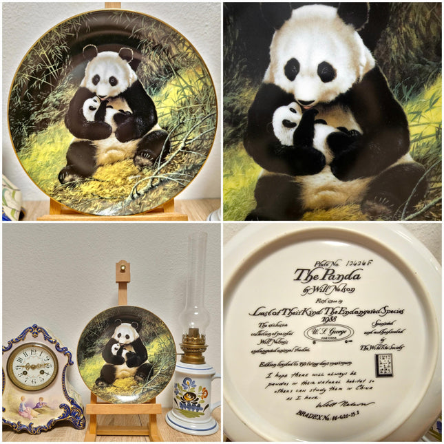 Vintage Wildlife Porcelain Plate, 22K Gold Rim, Collectible Animal Art