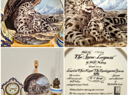 Vintage Wildlife Porcelain Plate, 22K Gold Rim, Collectible Animal Art