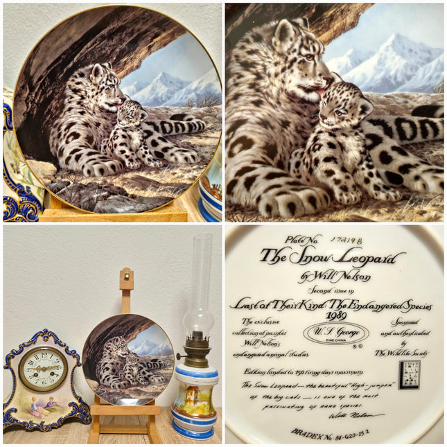 Vintage Wildlife Porcelain Plate, 22K Gold Rim, Collectible Animal Art