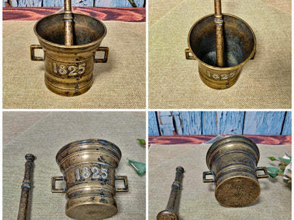 Antique Brass Mortar and Pestle Collection, 18th-20th Century Apothecary Decor