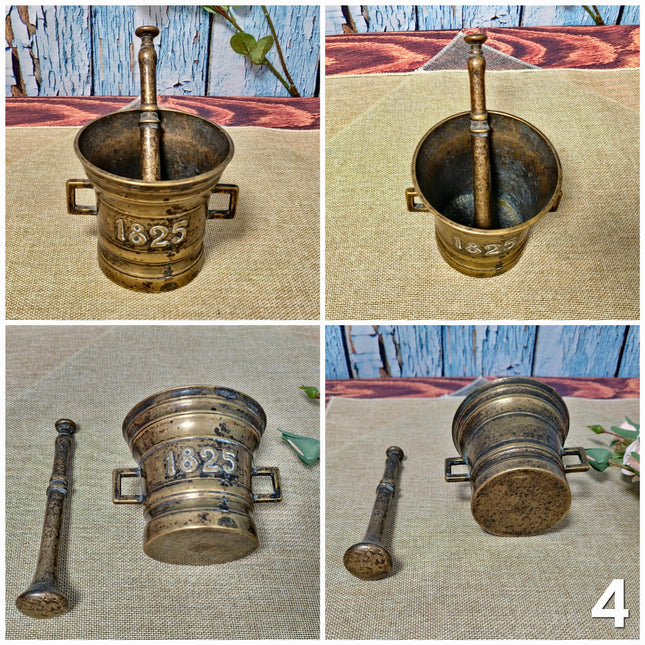 Antique Brass Mortar and Pestle Collection, 18th-20th Century Apothecary Decor