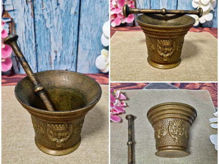 Antique Brass Mortar and Pestle Collection, 18th-20th Century Apothecary Decor