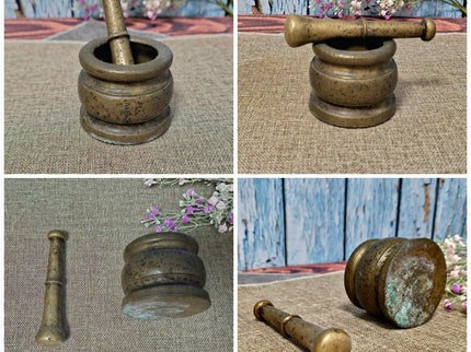 Antique Brass Mortar and Pestle Collection, 18th-20th Century Apothecary Decor