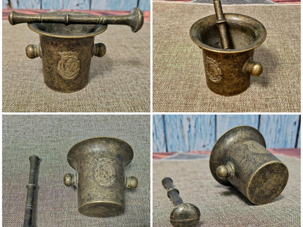 Antique Brass Mortar and Pestle Collection, 18th-20th Century Apothecary Decor