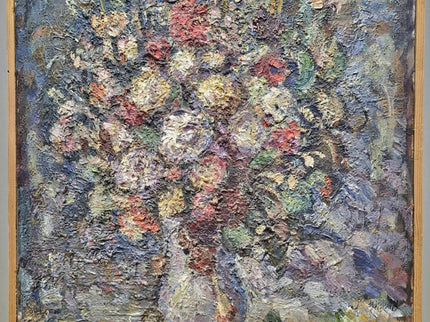 Impasto Flower Oil Painting, Vintage Impressionist Floral Painting on Canvas, Still Life Wall Art, Textured Painting Hand Painted Floral Art