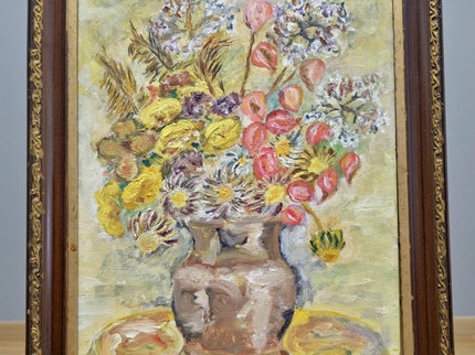 Vintage Impressionist Floral Oil Painting, Framed Still Life Art