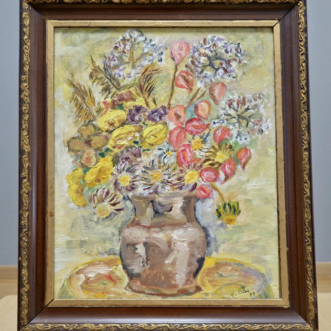 Vintage Impressionist Floral Oil Painting, Framed Still Life Art