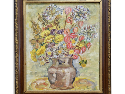 Vintage Impressionist Floral Oil Painting, Framed Still Life Art