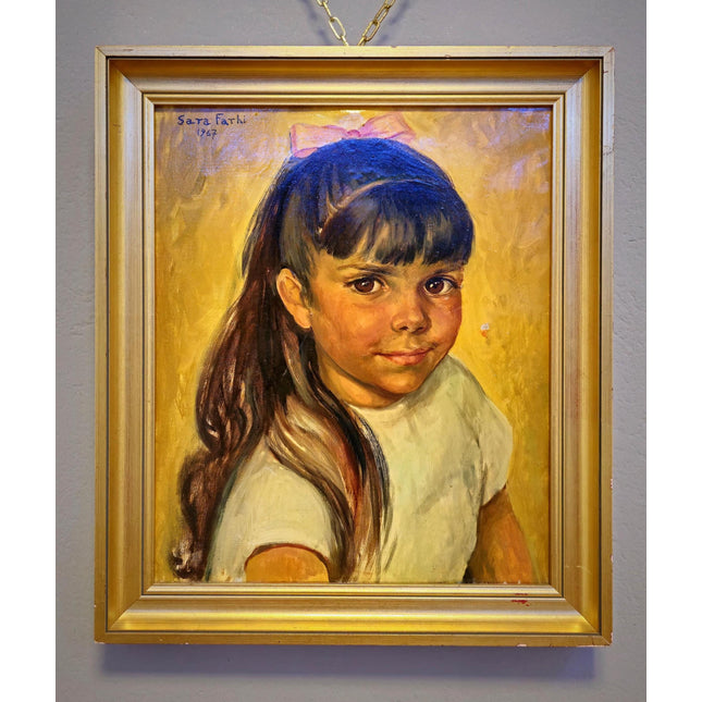 Vintage Child Portrait Painting, French Oil Painting On Canvas, Original Framed Artwork, Antique Wall Art Home Decor, Housewarming Gift