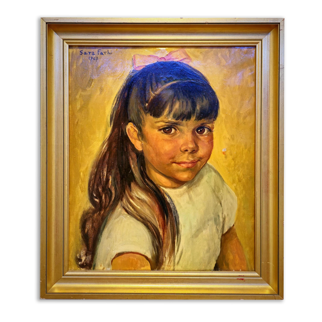 Vintage Child Portrait Painting, French Oil Painting On Canvas, Original Framed Artwork, Antique Wall Art Home Decor, Housewarming Gift
