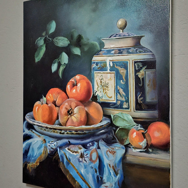 Still Life Oil Painting on Canvas, Realistic Fruit Artwork, Classic Wall Decor for Kitchen, Dining Room, Original Food Painting for Sale