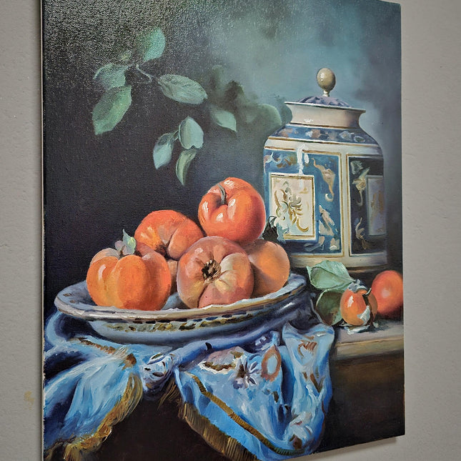 Still Life Oil Painting on Canvas, Realistic Fruit Artwork, Classic Wall Decor for Kitchen, Dining Room, Original Food Painting for Sale