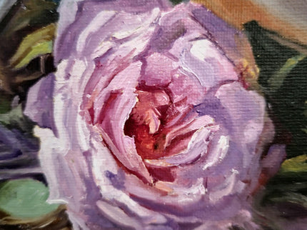 Romantic Rose Still Life Oil Painting, Floral Art, Classic Home Decor, Elegant Bouquet Canvas, Gift For Bedroom Collectible Original Artwork
