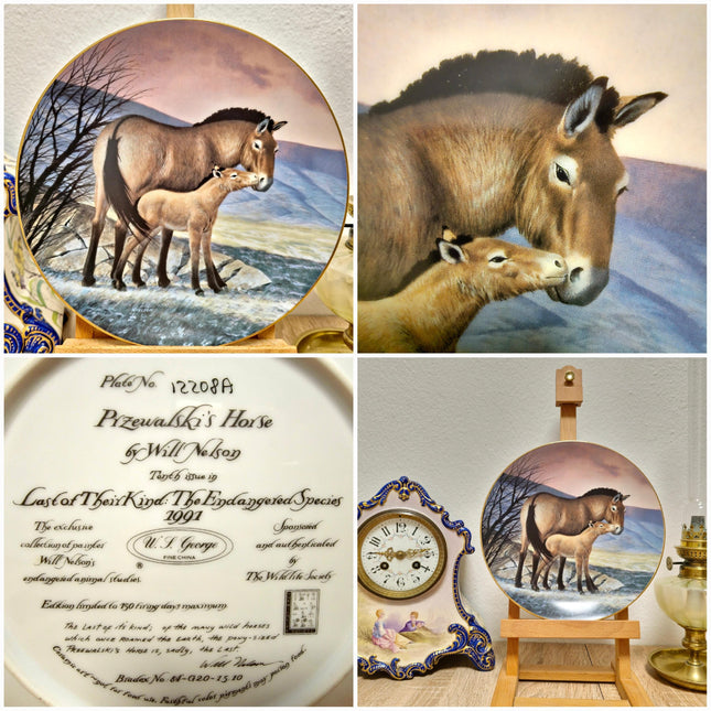 Vintage Wildlife Porcelain Plate, 22K Gold Rim, Collectible Animal Art