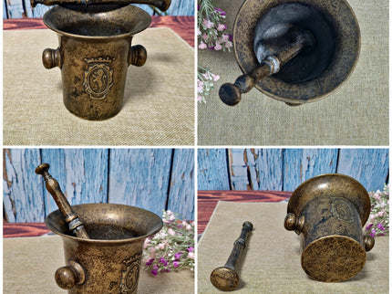 Antique Brass Mortar and Pestle Collection, 18th-20th Century Apothecary Decor