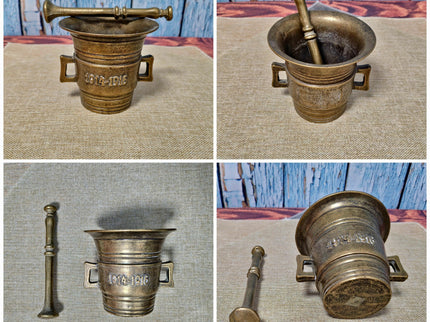 Antique Brass Mortar and Pestle Collection, 18th-20th Century Apothecary Decor