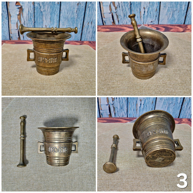 Antique Brass Mortar and Pestle Collection, 18th-20th Century Apothecary Decor