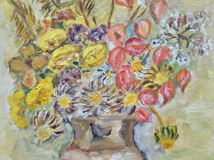 Vintage Impressionist Floral Oil Painting, Framed Still Life Art