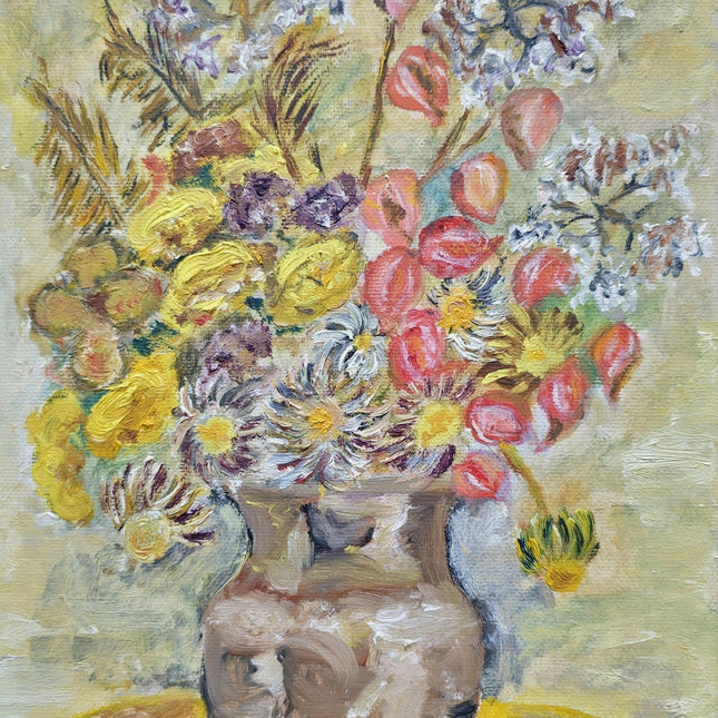 Vintage Impressionist Floral Oil Painting, Framed Still Life Art