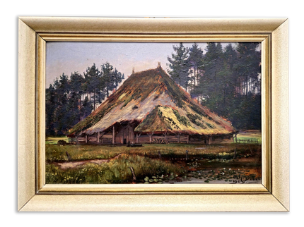 Antique Swiss Oil Painting, Countryside Scene Painting Wall Art, Original Painting On Panel, European Landscape for Home Decor