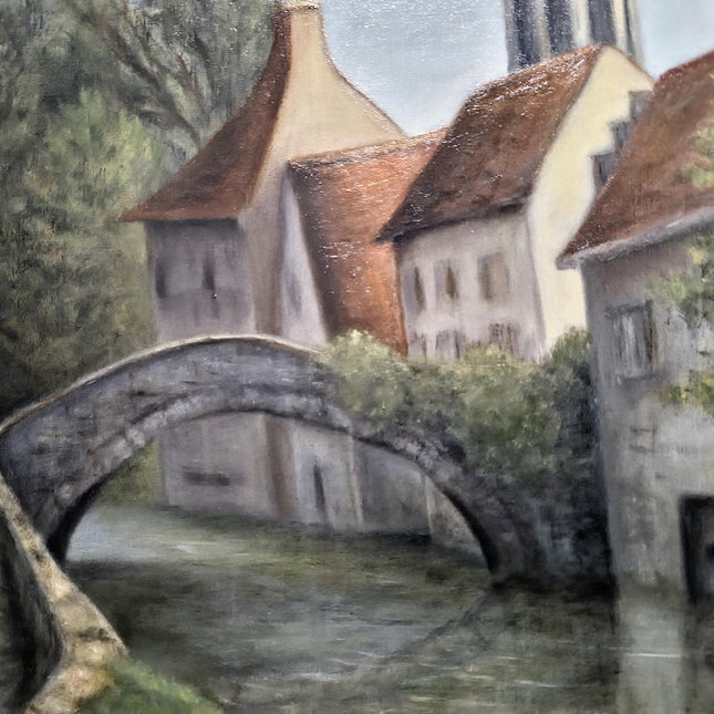 Antique Oil Painting, Vintage Impressionist Landscape, Signed Artwork in Gold Frame, Classic Wall Decor, Elegant Collectible Home Accent