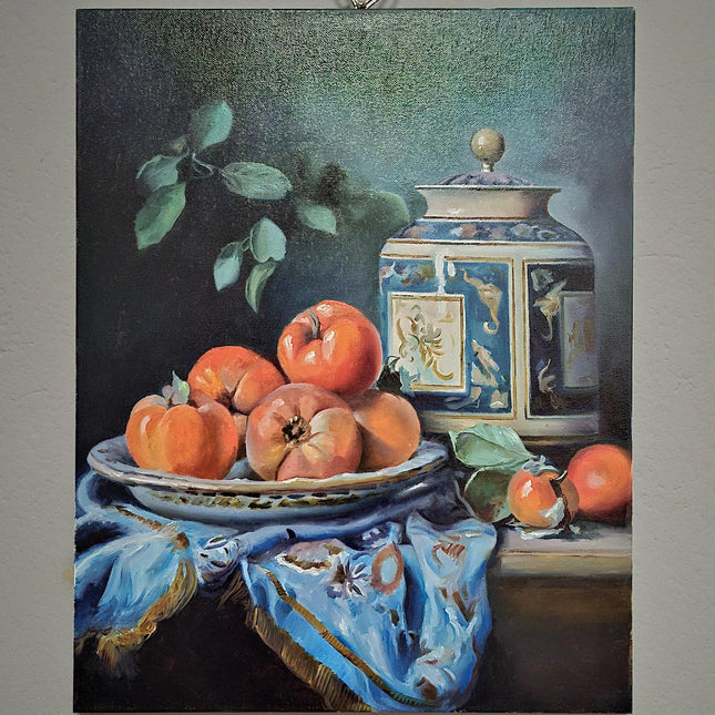 Still Life Oil Painting on Canvas, Realistic Fruit Artwork, Classic Wall Decor for Kitchen, Dining Room, Original Food Painting for Sale