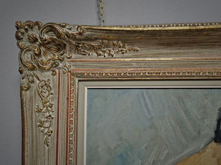 Large Vintage Nude Oil Painting, Framed Belgian Figure Art, 1950s