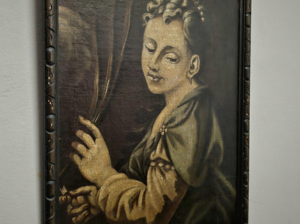Antique Italian Oil Portrait Painting, Framed Young Woman Wall Art, Old Master Style